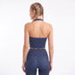 Polka Dot Halter Neck Cropped Active Tank Top for Workouts Running and Everyday Athleisure