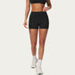 High Waist Mini Biker Shorts with Smooth Stretch Fabric and Seam Detail