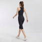 High Waist Capri Leggings with Side Slit Hem Smooth Stretch Pull On Workout Yoga Pants