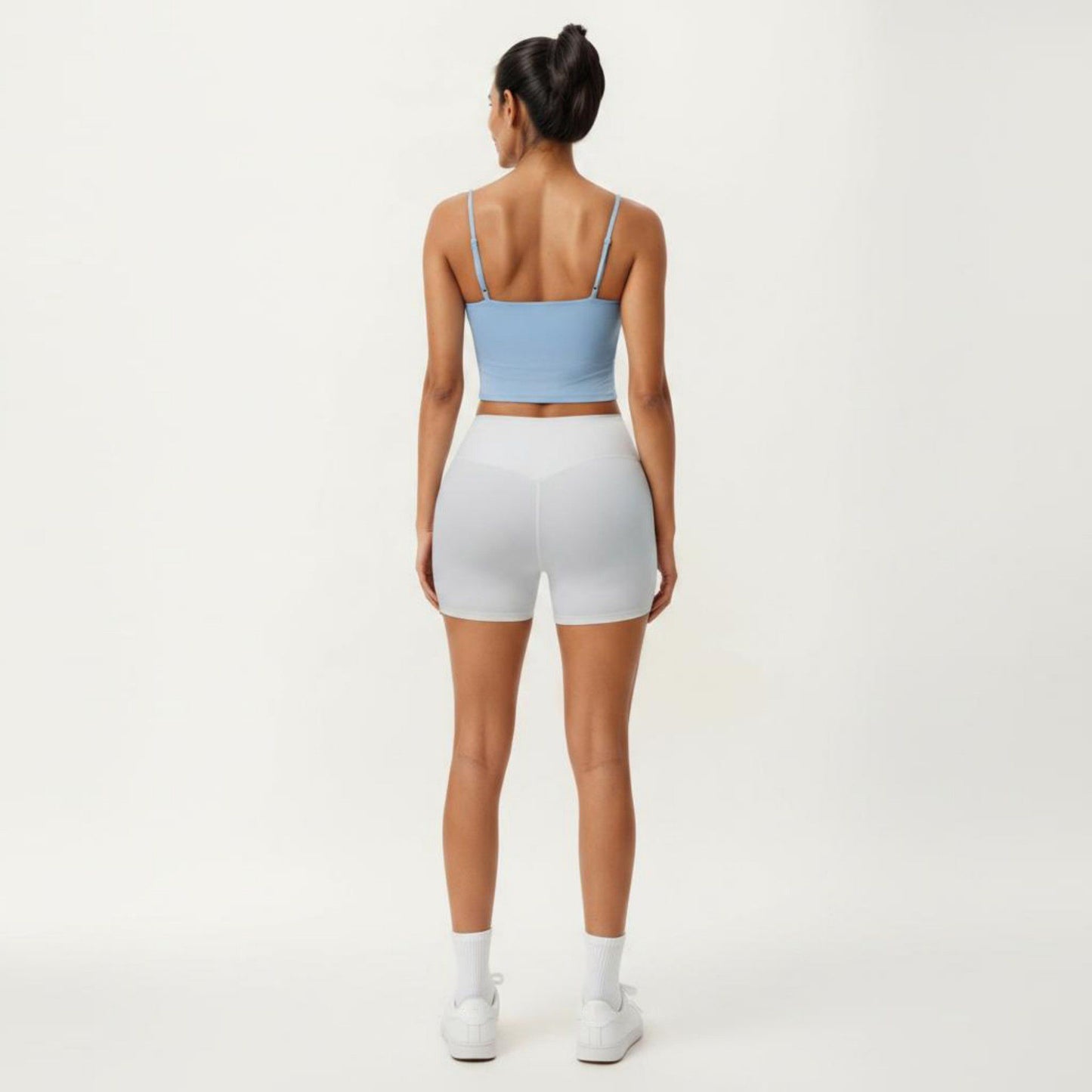 Longline Cami Sports Bra with Adjustable Straps and Straight Neckline