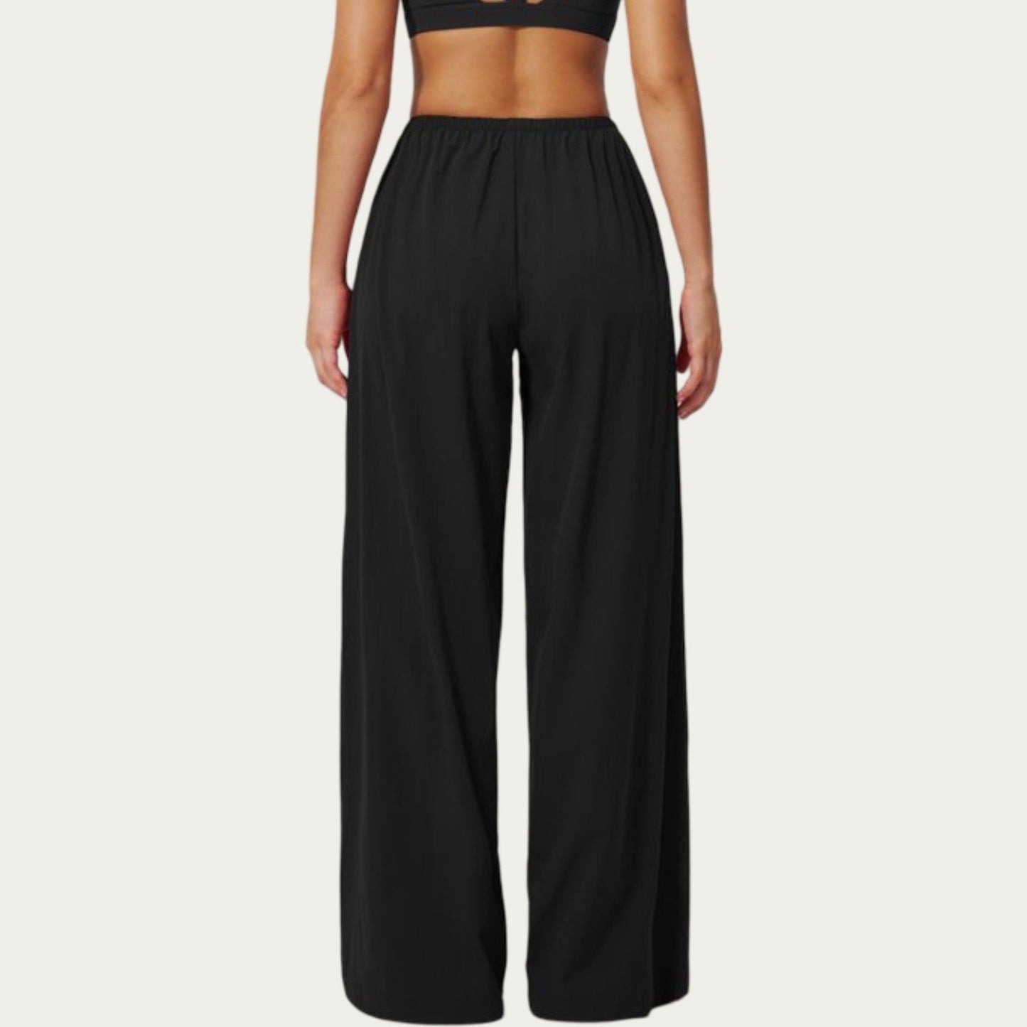 Wide Leg Lounge Pants with Elastic Waistband and Relaxed Draped Fit