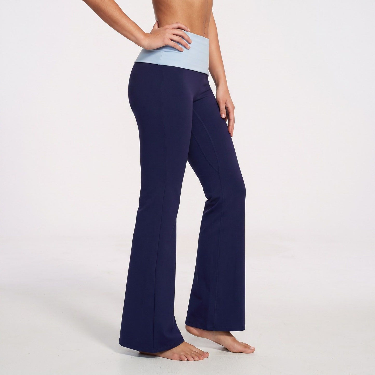Foldover Waist Flare Yoga Pants Stretch Workout Pants