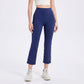 High Waist Cropped Flare Yoga Pants with Wide Waistband Smooth Stretch Workout Leggings