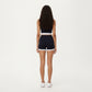 Square Neck Cropped Active Tank Top with Contrast Elastic Hem