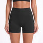 High Waist Seamless Workout Shorts Ribbed Waistband Yoga Biker Shorts