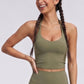 Padded Halter Longline Sports Bra Tank Top Tie Back Workout Yoga Crop Top