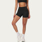 High Waist Mini Biker Shorts with Smooth Stretch Fabric and Seam Detail