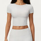 Short Sleeve Cropped Active Top with Crew Neck and Smooth Stretch Fit