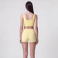 High Waist Crossover Athletic Shorts with Smooth Stretch Fabric and Fitted Biker Short Length