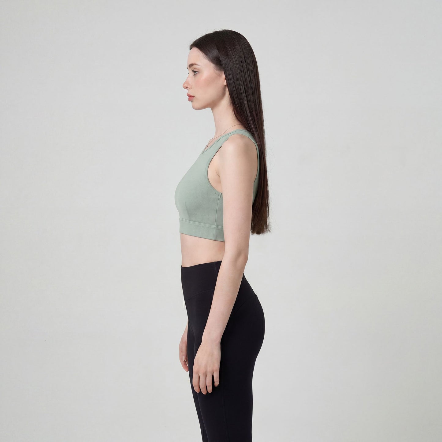 Cropped Sports Bra Tank with High Neck Sleeveless Fitted Workout Yoga Training Top
