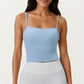 Longline Cami Sports Bra with Adjustable Straps and Straight Neckline