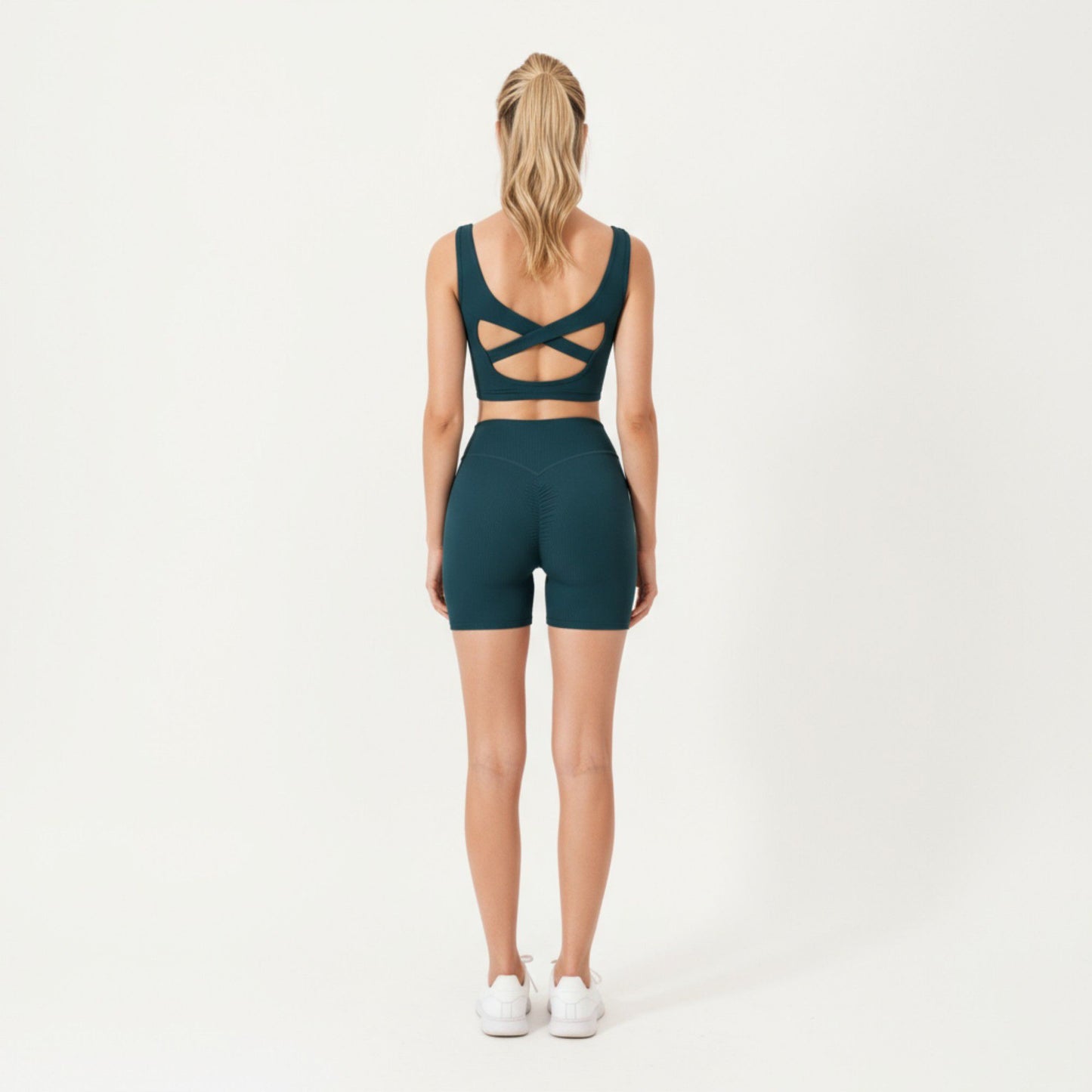 Square Neck Ribbed Cropped Tank Top with Seam Front Detail