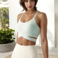 Ribbed Cross Strap Sports Bra with Double Strap Detail