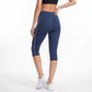 High Waist Side Stripe Capri Leggings Wide Waistband Cropped Workout Yoga Pants
