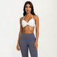 Halter Sports Bra with Ruched Front Detail and Open Back Design