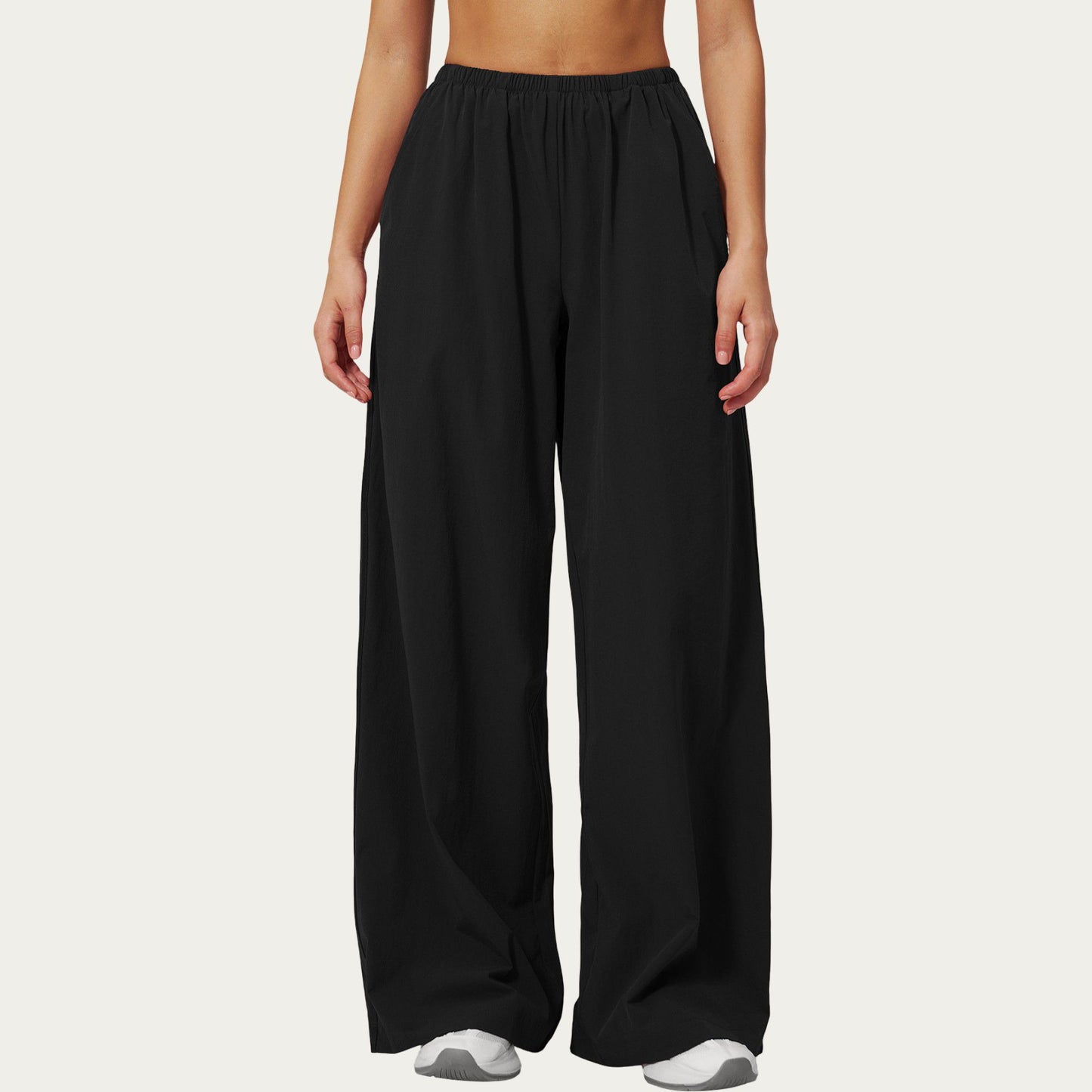 Wide Leg Lounge Pants with Elastic Waistband and Relaxed Draped Fit