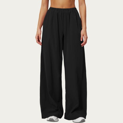 Wide Leg Lounge Pants with Elastic Waistband and Relaxed Draped Fit