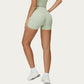 High Waist Biker Shorts with Smooth Stretch Fabric and Contrast Waistband