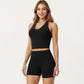 High Neck Longline Sports Bra with Open Back and Cropped Active Fit