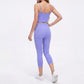 High Waist Capri Leggings with Wide Waistband Smooth Stretch Fit and Pull On Activewear Design
