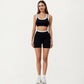 High Waist Biker Shorts with Smooth Stretch Fabric and Contrast Waistband