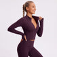 Cropped Full Zip Workout Jacket with Thumbholes
