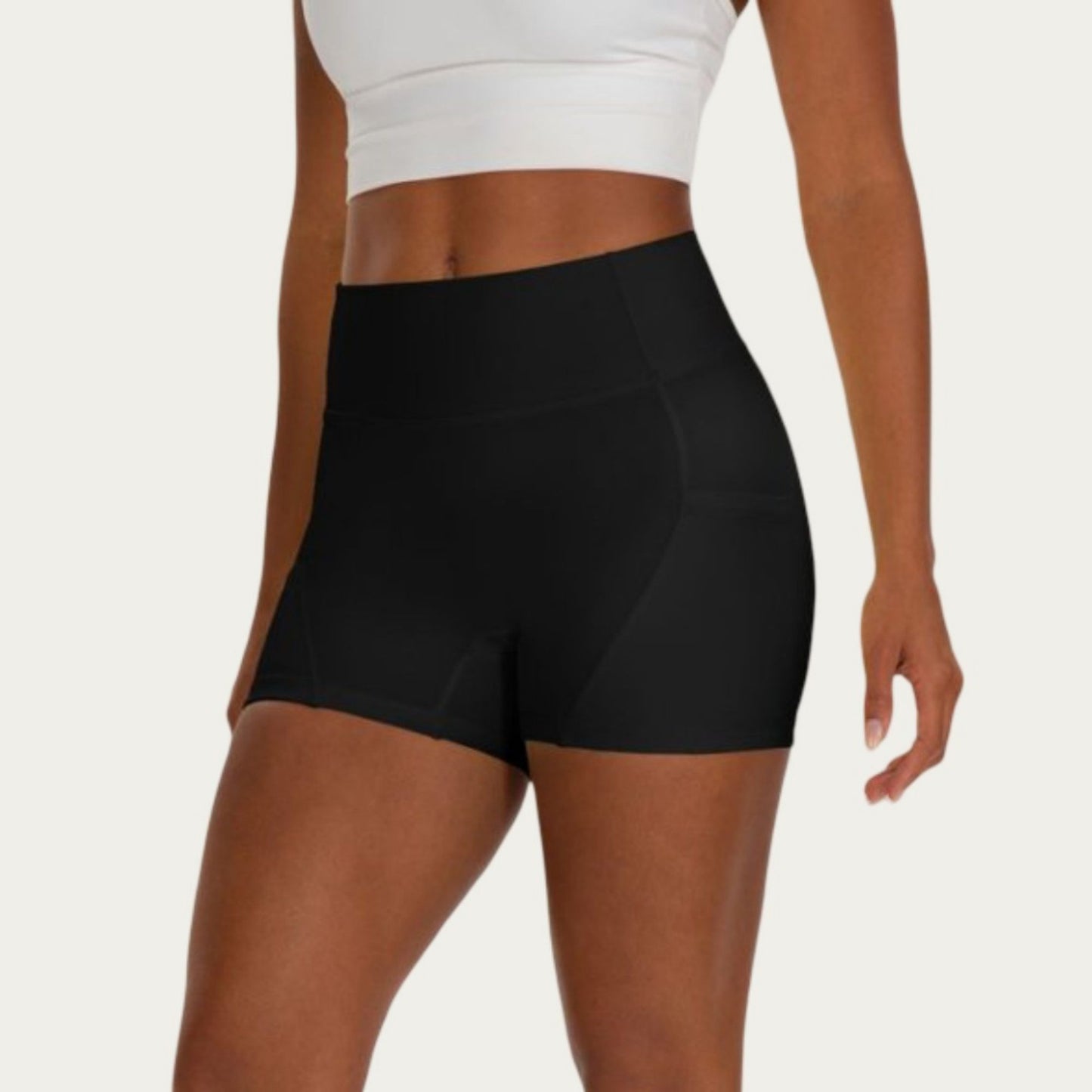 High Waist Biker Shorts with Side Pockets and Smooth Stretch Fit