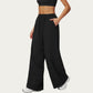 Wide Leg Lounge Pants with Elastic Waistband and Relaxed Draped Fit