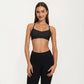 Strappy Sports Bra with Adjustable Cross Back and Scoop Neck Front