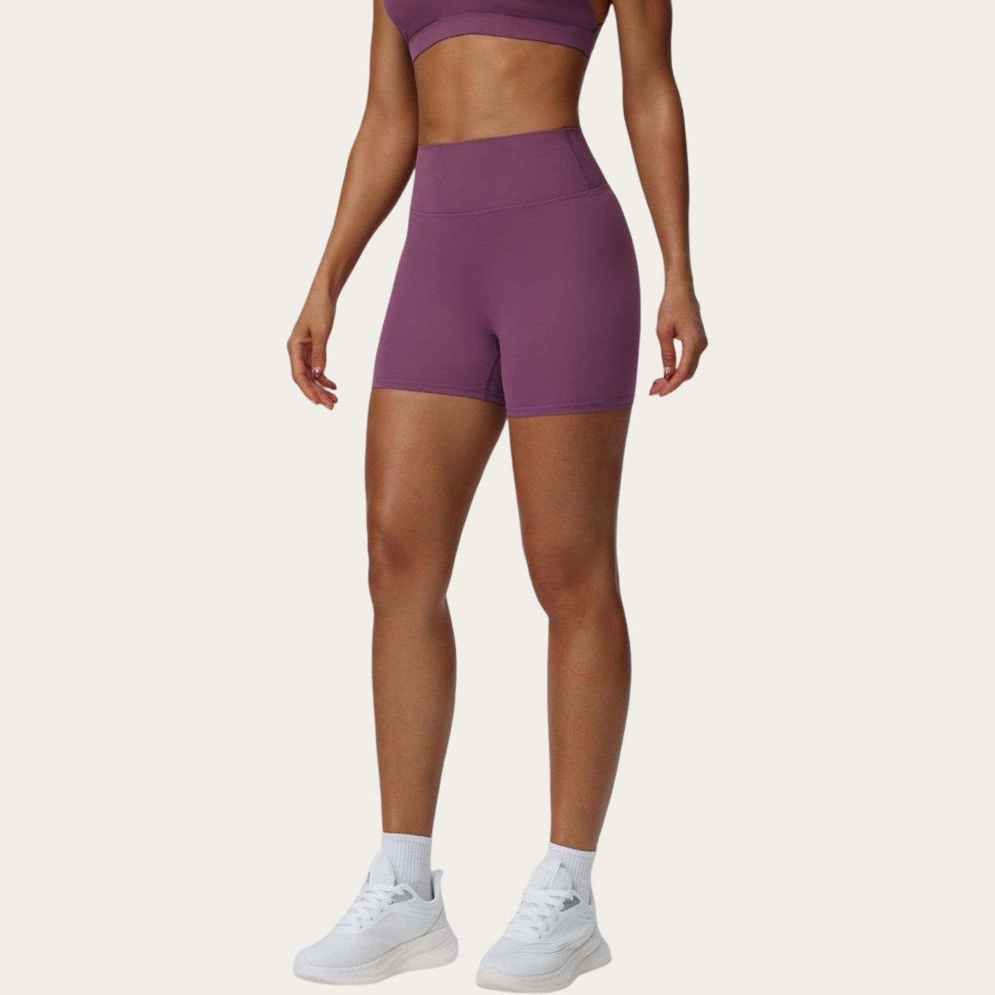 High Waist Biker Shorts with Smooth Stretch Knit Fabric