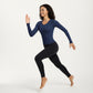 Ribbed Long Sleeve Fitted Top with Crew Neck and Thumbhole Cuffs