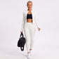 Cropped Full Zip Workout Jacket with Thumbholes