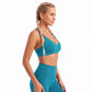 V Neck Sports Bra with Slim Straps Fitted Workout Top for Yoga Running Gym Training