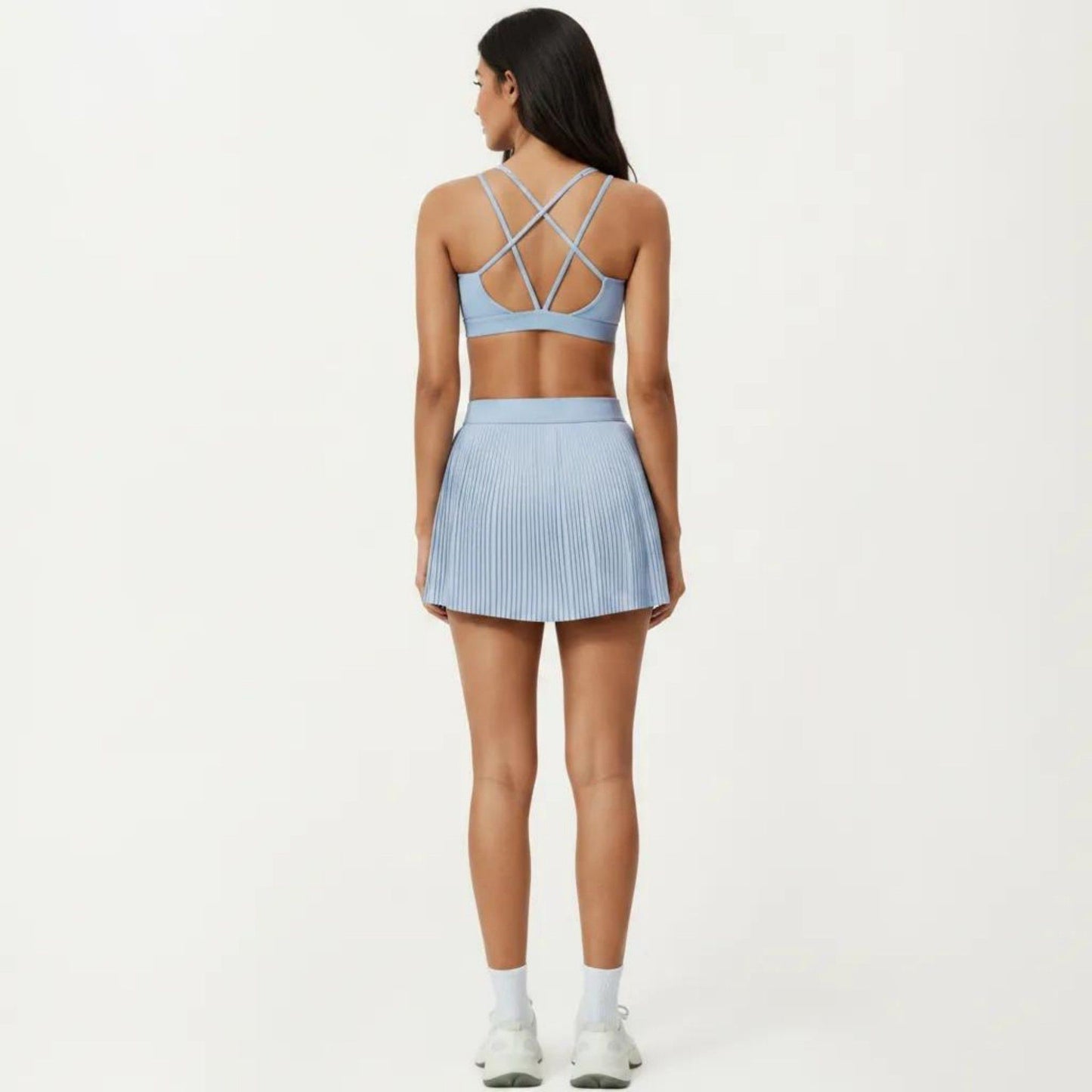 Crisscross Back Sports Bra with Square Neck and Smooth Stretch Fit