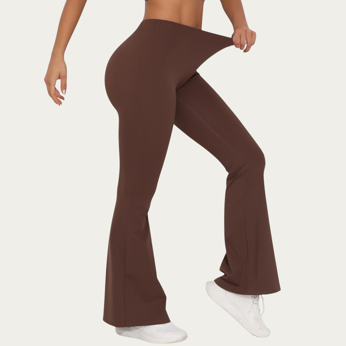 High Waist Flare Leg Yoga Pants with Stretch Fit and Contoured Waistband
