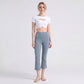 High Waist Cropped Flare Leggings with Wide Waistband Smooth Stretch Pull On Yoga Pants