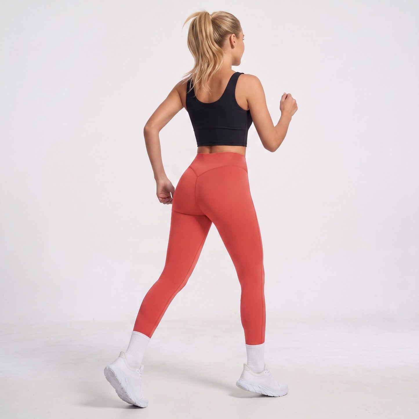 High Waist Full Length Workout Leggings with Contour Seams