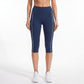 High Waist Side Stripe Capri Leggings Wide Waistband Cropped Workout Yoga Pants