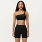 One Shoulder Sports Bra with Asymmetric Strap and Smooth Stretch Fit