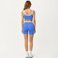 Contrast Trim Sports Bra with Square Neck and Smooth Stretch Fit