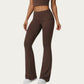 Foldover Waist Flare Leggings with Smooth Stretch Knit Fabric