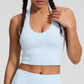 Padded Halter Longline Sports Bra Tank Top Scoop Neck Workout Yoga Crop Top