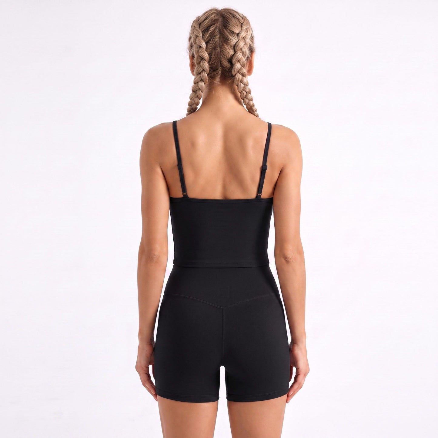 V Neck Longline Sports Bra Adjustable Strap Workout Crop Top