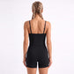 V Neck Longline Sports Bra Adjustable Strap Workout Crop Top