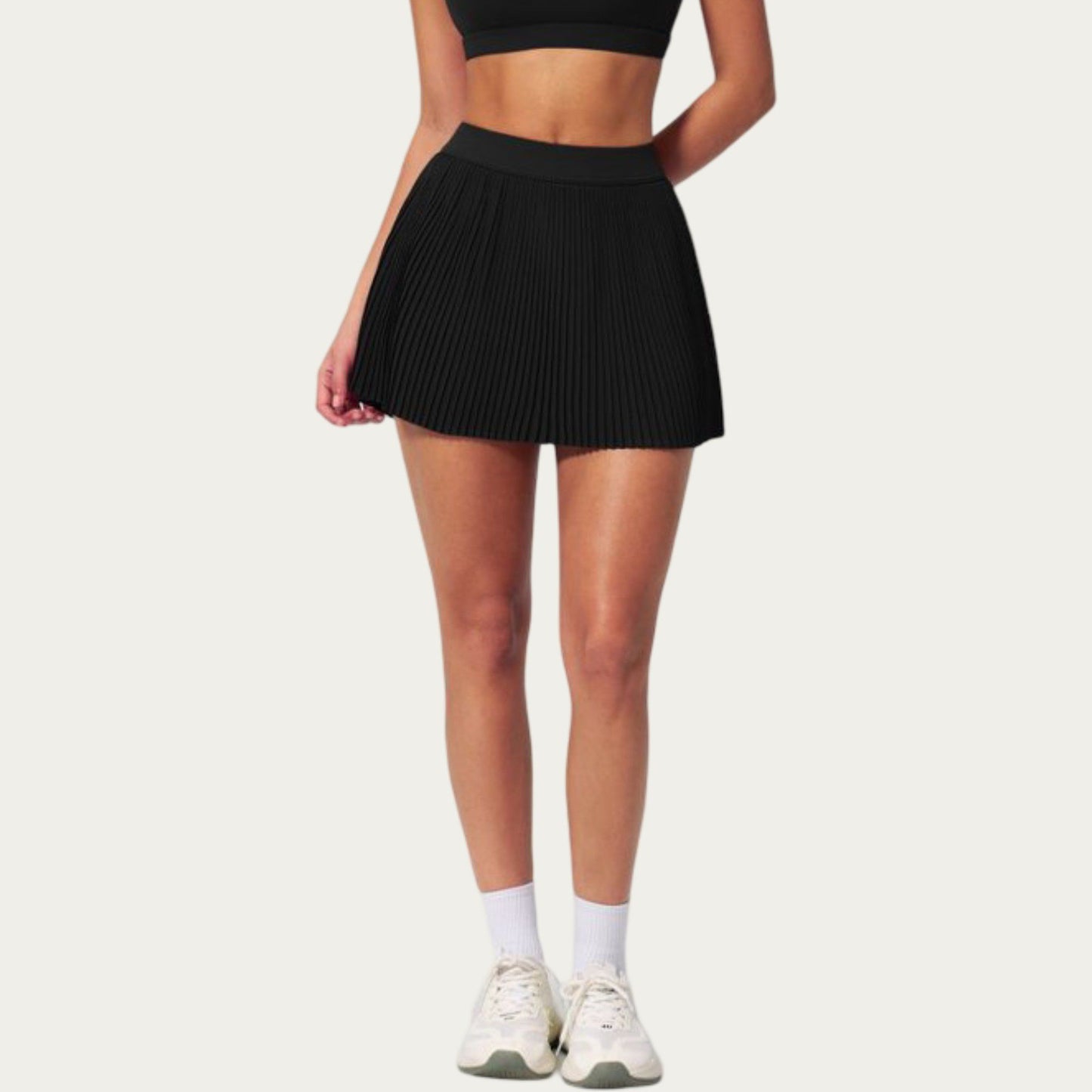 Pleated Athletic Skort with Built-In Shorts and Side Pocket