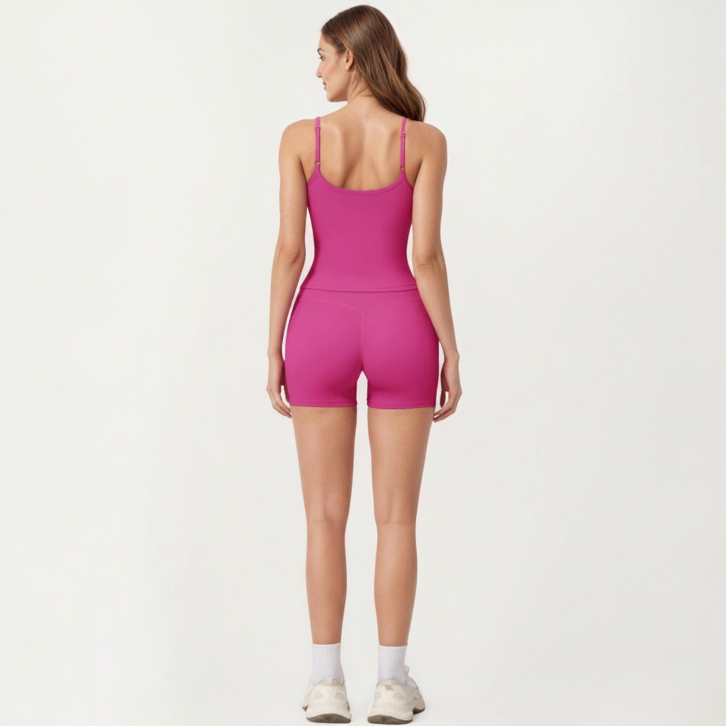 Spaghetti Strap Active Cami Top with Square Neck and Smooth Stretch Fit