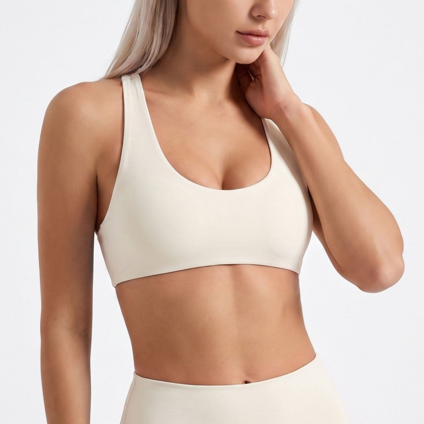 Cross Back Sports Bra Scoop Neck Workout Top