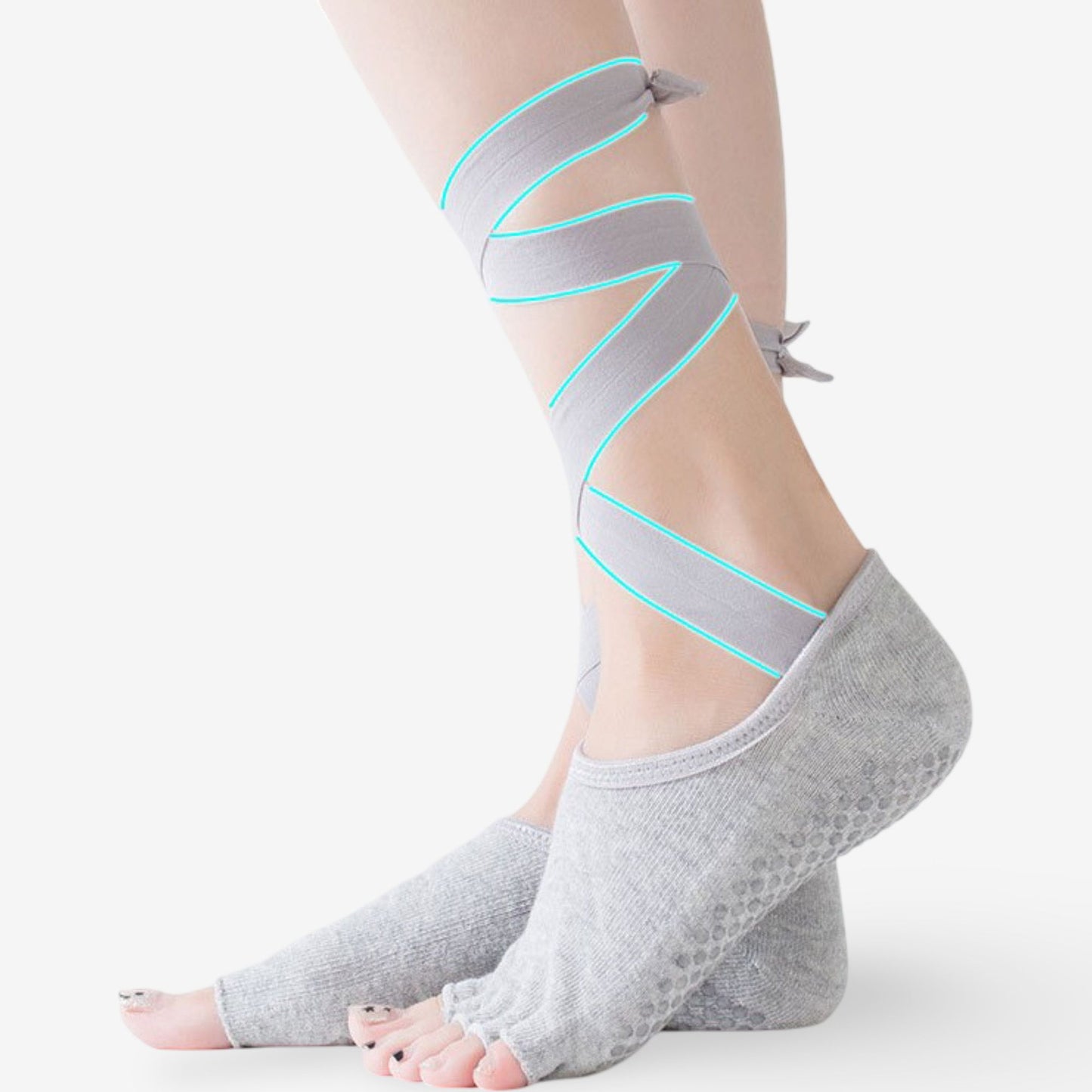 Tie-Strap Five-Toe Yoga Socks Non-Slip Pilates Socks 3 Pack