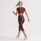 High Waist Capri Leggings with Wide Waistband Smooth Stretch Pull On Workout Yoga Pants