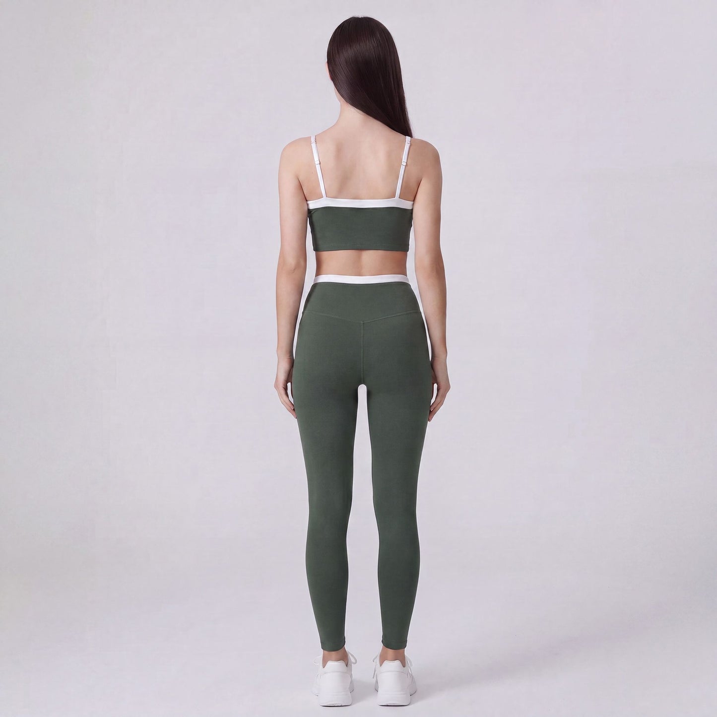 High Waist Contrast Waistband Full Length Active Leggings for Workouts and Everyday Wear
